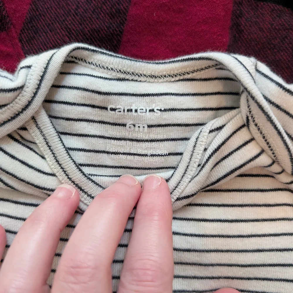 Carter's Red and Black Plaid Shirt with Striped Bodysuit
